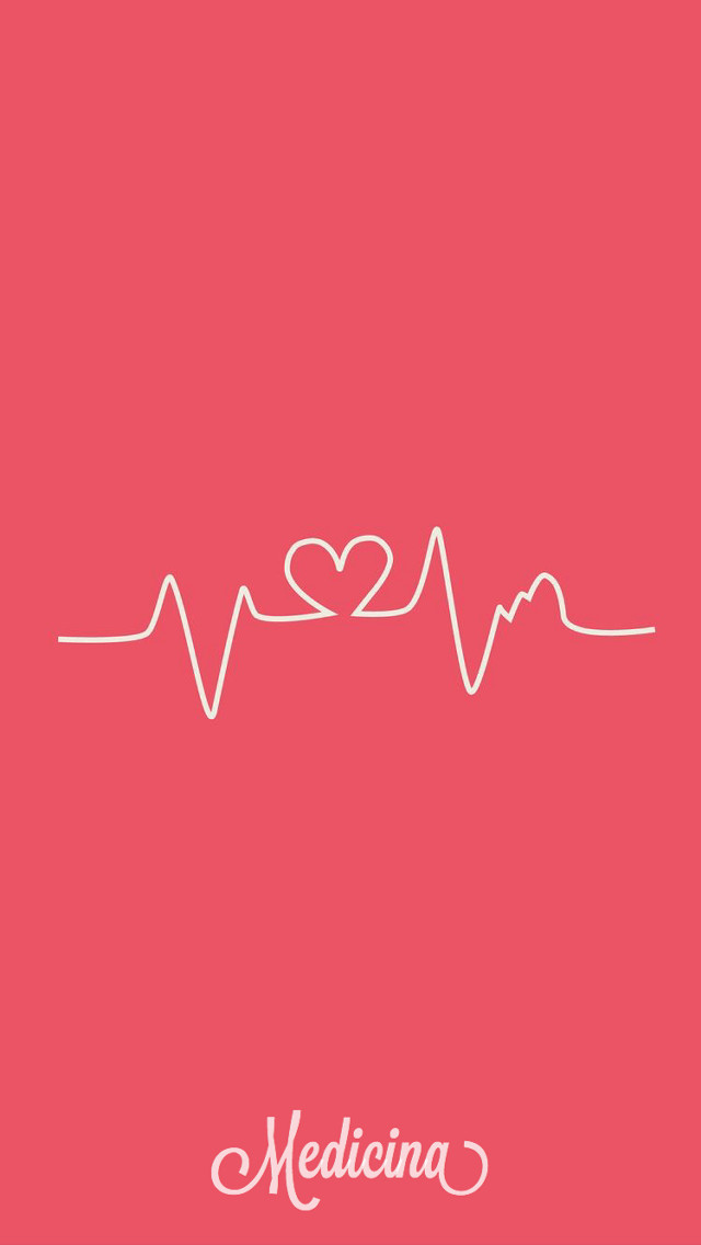 Red background white heart heartbeat free wallpaper for mobile - medium preview image