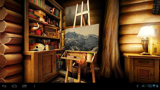 Cabin painting ladder lamp table free wallpaper for desktop - medium preview image