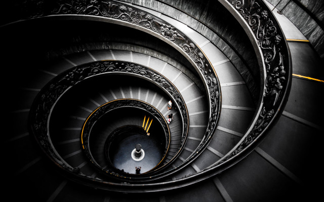 Spiral staircase yellow line up #2 free wallpaper for desktop - medium preview image