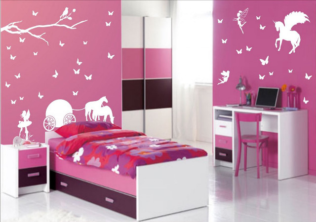 Pink bedroom white furniture bird free wallpaper for desktop - medium preview image