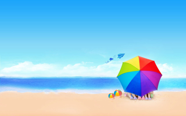 Colorful umbrella sandy beach ocean #2 free wallpaper for desktop - medium preview image