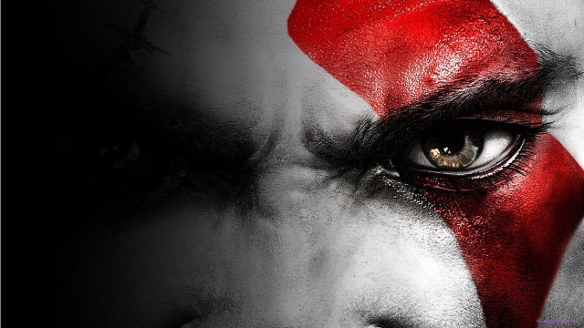 Painted face closeup red white free wallpaper for desktop - medium preview image