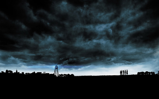 Dark sky tower clouds trees free wallpaper for desktop - medium preview image