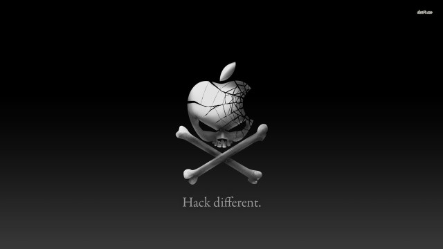 Black white apple skull crossbones free wallpaper for desktop - medium preview image