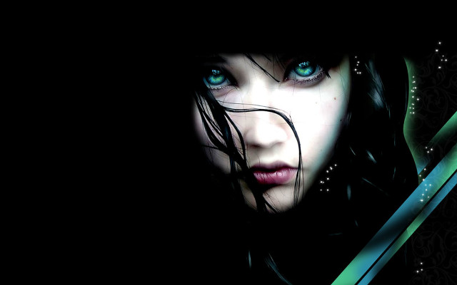 Woman blue eyes black background #6 free wallpaper for desktop - medium preview image