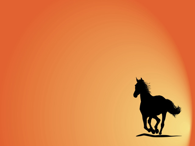 Horse running sunset orange yellow free wallpaper for desktop - medium preview image