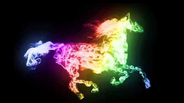 Colorful horse dark background rainbow free wallpaper for desktop - medium preview image