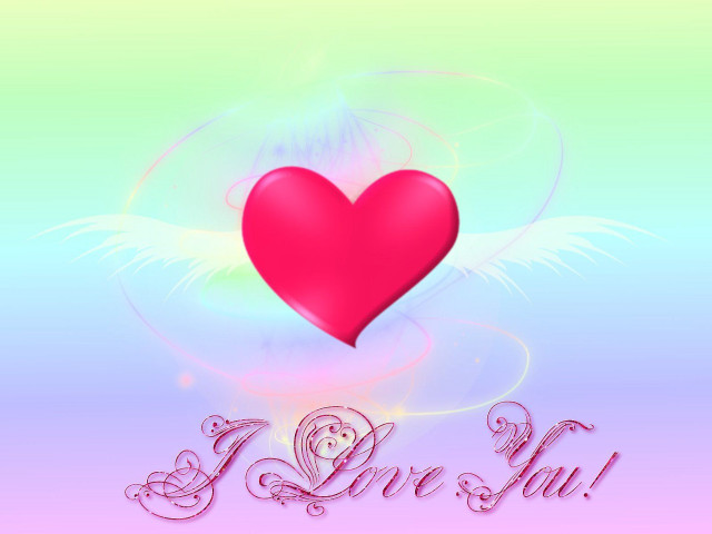 Heart love you pink wings free wallpaper for desktop - medium preview image