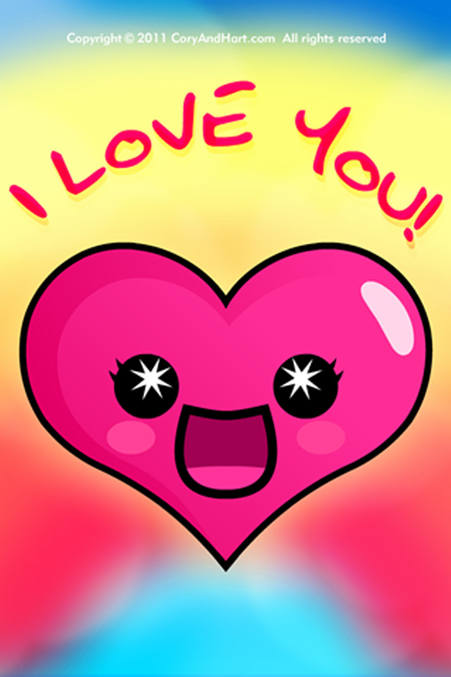 Pink heart face i love free wallpaper for mobile - medium preview image