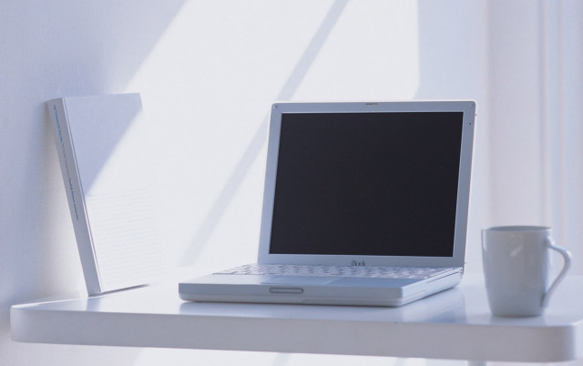 Laptop coffee book white desk free wallpaper for desktop - medium preview image