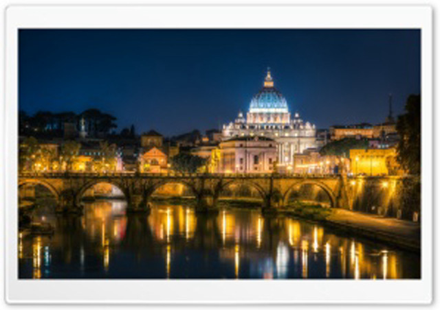 City night bridge church river free wallpaper for desktop - medium preview image