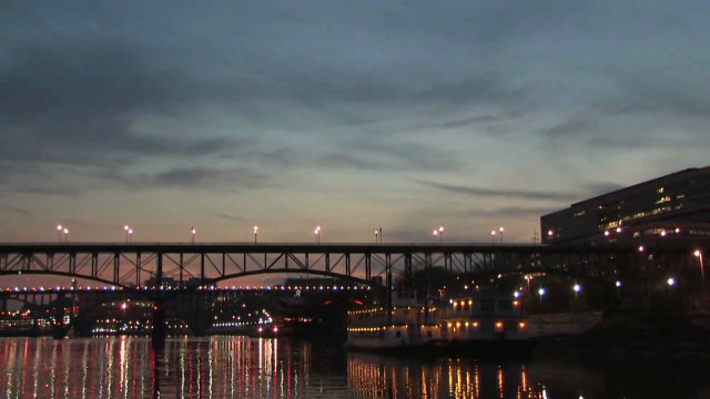 Bridge river boat night lights free wallpaper for desktop - medium preview image