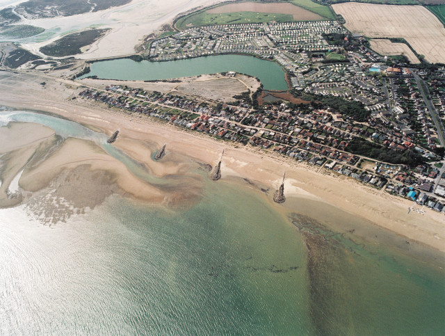 Aerial beach city plane window free wallpaper for desktop - medium preview image