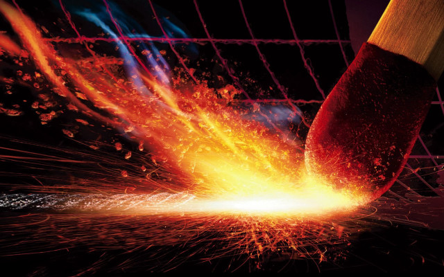 Metal cutting sparks closeup knife free wallpaper for desktop - medium preview image