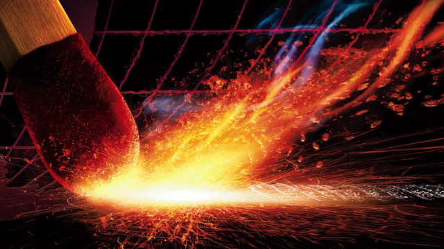 Metal fire closeup large piece free wallpaper for desktop - medium preview image