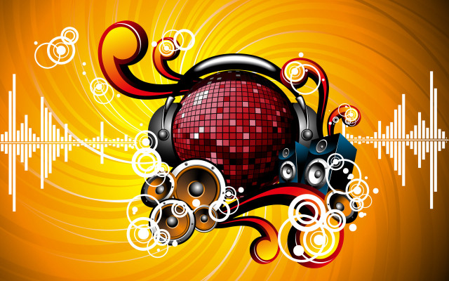 Disco ball music sound waves free wallpaper for desktop - medium preview image