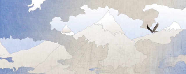 Bird flying mountain range clouds free wallpaper for desktop - medium preview image