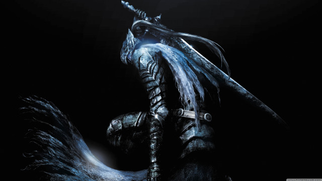 Man black outfit sword horse free wallpaper for desktop - medium preview image