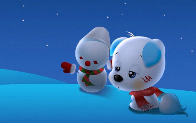 Stuffed animals snow night stars #2 free wallpaper for desktop - medium preview image