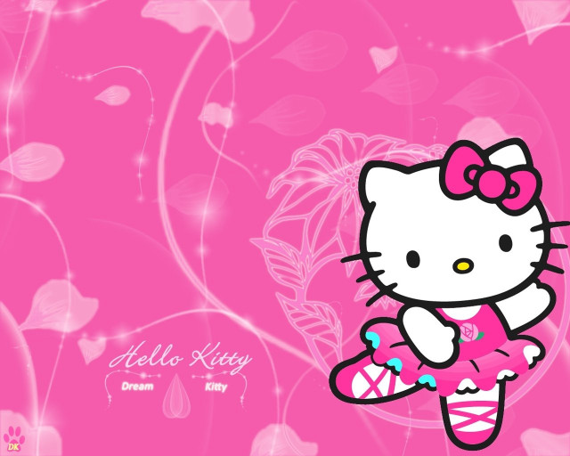 Hello kitty pink background bow #3 free wallpaper for desktop - medium preview image
