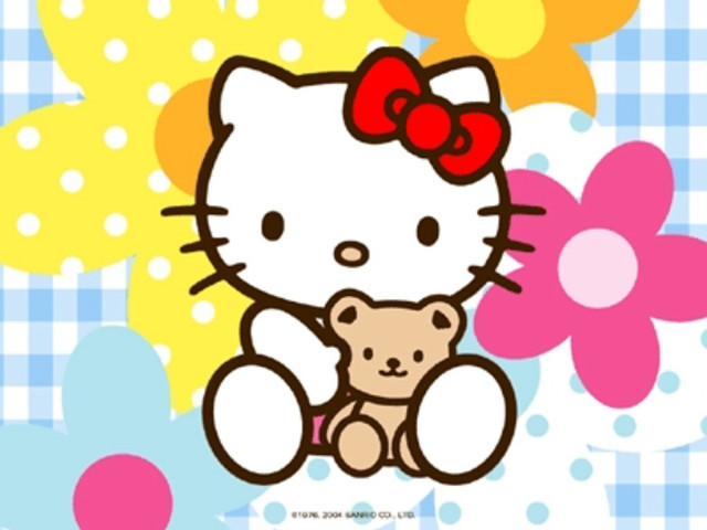 Hello kitty teddy bear checkered #2 free wallpaper for desktop - medium preview image