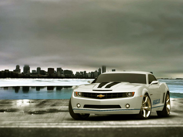 White car ocean city skyline free wallpaper for desktop - medium preview image