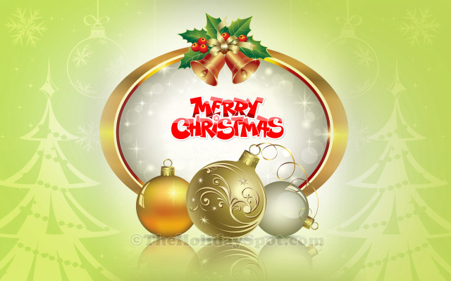Merry christmas card ornaments gold free wallpaper for desktop - medium preview image