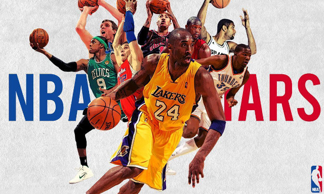 Basketball players collage team uniforms free wallpaper for desktop - medium preview image