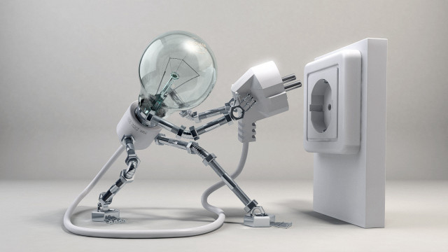 Robot holding light bulb wall free wallpaper for desktop - medium preview image