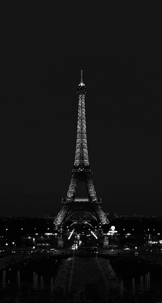 Eiffel tower black white night free wallpaper for mobile - medium preview image
