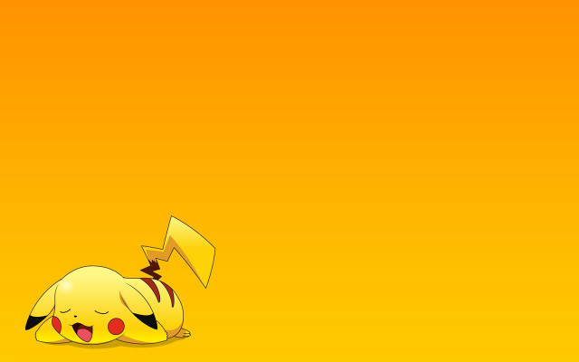 Pikachu laying yellow background yellow free wallpaper for desktop - medium preview image