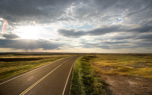 Sunset road field sky clouds free wallpaper for desktop - medium preview image