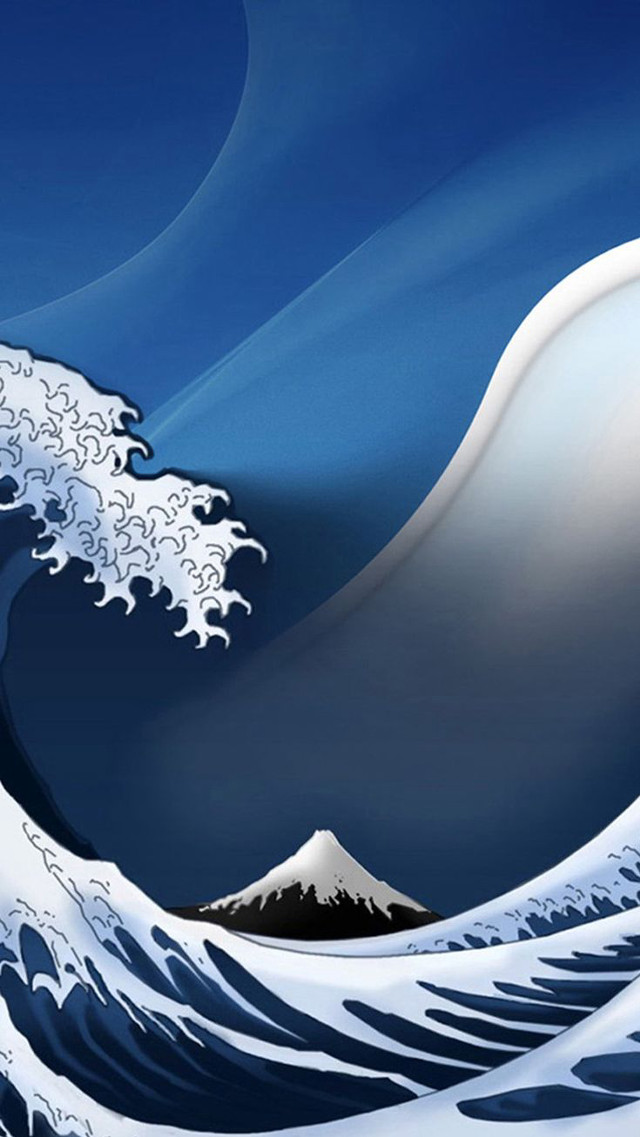 Wave ocean mountain blue sky free wallpaper for mobile - medium preview image