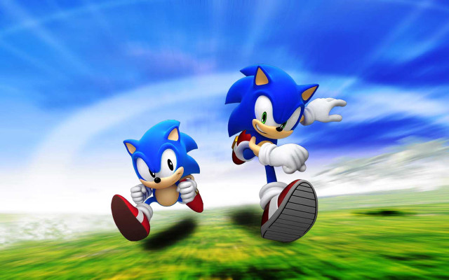 Sonic hedgehogs running grass blue free wallpaper for desktop - medium preview image