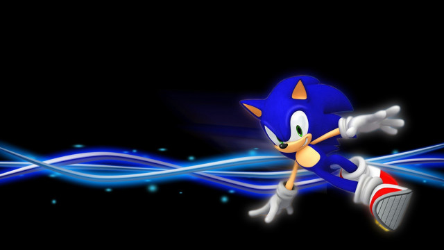 Sonic hedgehog flying blue wave free wallpaper for desktop - medium preview image