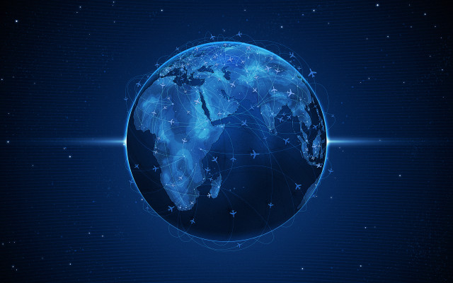 Blue earth network stars lines free wallpaper for desktop - medium preview image