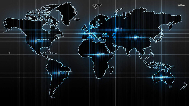 Blue black world map lines #2 free wallpaper for desktop - medium preview image
