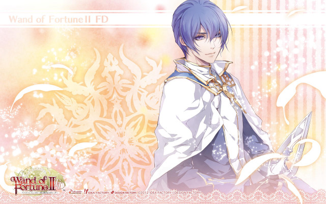 Blue hair man sword floral free wallpaper for desktop - medium preview image