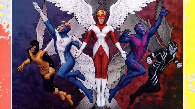 Superheroes painting woman wings man free wallpaper for desktop - medium preview image