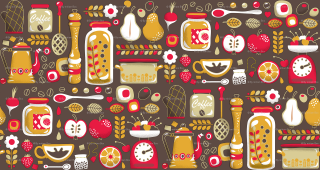 Coffee teapots pattern brown red free wallpaper for desktop - medium preview image