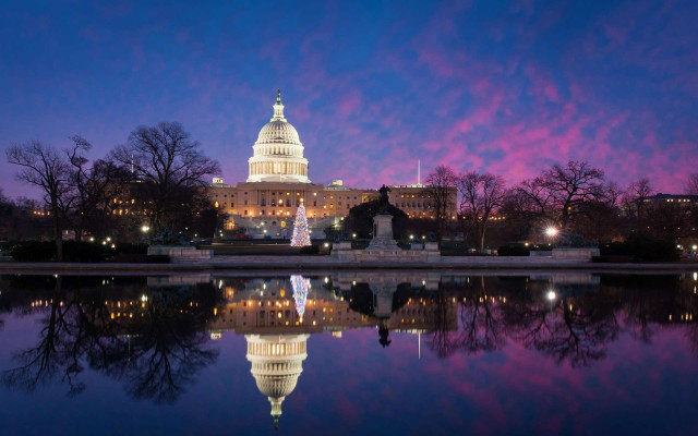 Capitol building night pink sky #2 free wallpaper for desktop - medium preview image