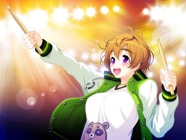 Woman holding stick bear shoulder free wallpaper for desktop - medium preview image