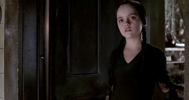 Woman standing doorway black dress free wallpaper for desktop - medium preview image