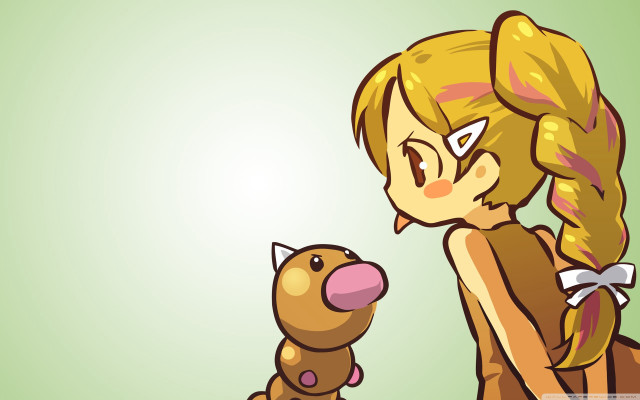 Cartoon girl stuffed animal cat free wallpaper for desktop - medium preview image