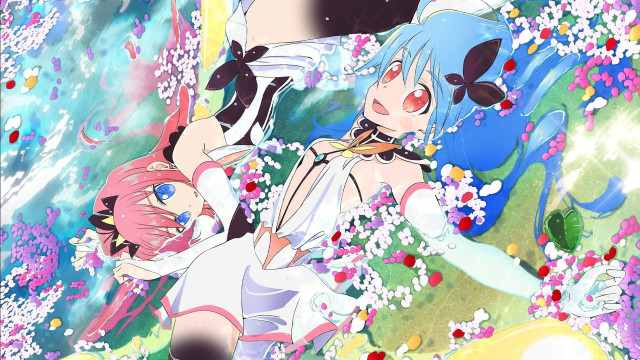 Anime girls field flowers grass free wallpaper for desktop - medium preview image