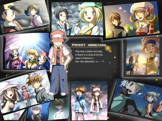 Anime collage pocket monsters characters free wallpaper for desktop - medium preview image
