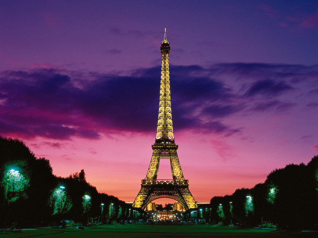 Eiffel tower night pink sky #5 free wallpaper for desktop - medium preview image