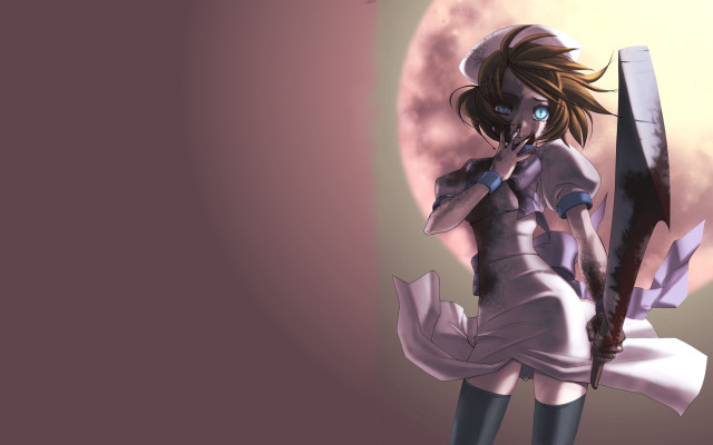 Woman holding knife full moon #2 free wallpaper for desktop - medium preview image