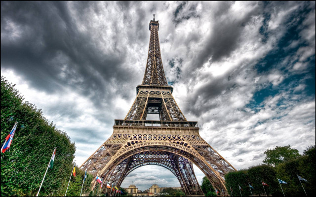 Tall tower sky above trees free wallpaper for desktop - medium preview image