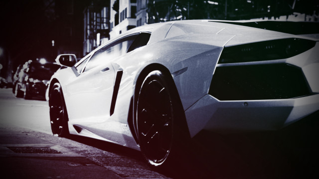 White sports car night road #5 free wallpaper for desktop - medium preview image